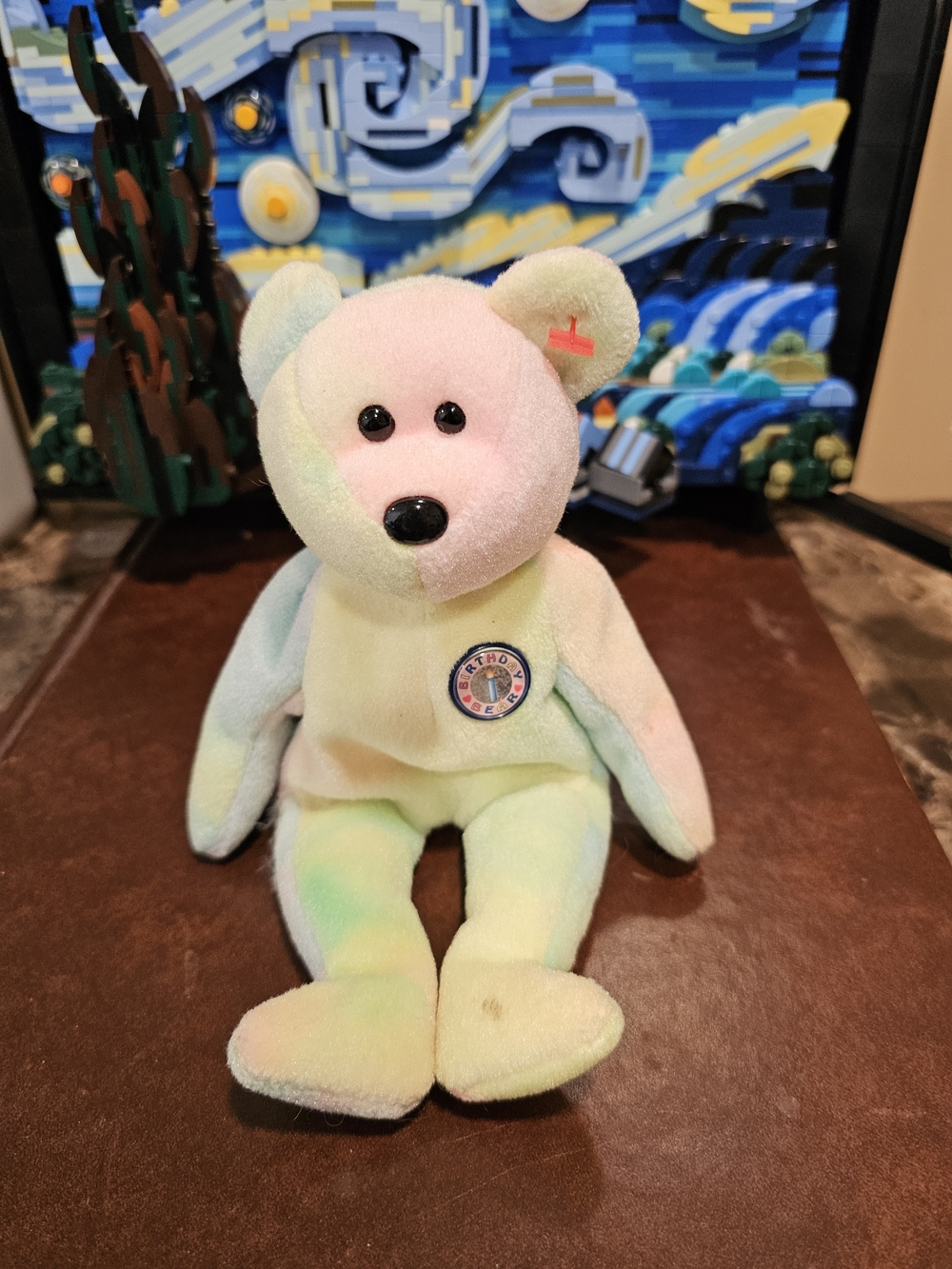 TY Beanie Baby Pastel Tie-Dye Teddy Bear Plush - Multicolor (BIRTHDAY BEAR)